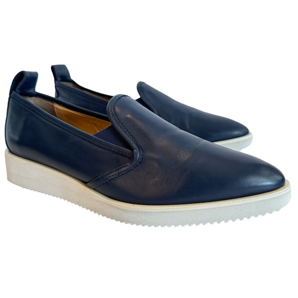 Everlane The Leather Street Shoes Navy Blue Slip On Pointed Toe Women's Flats - Picture 1 of 12